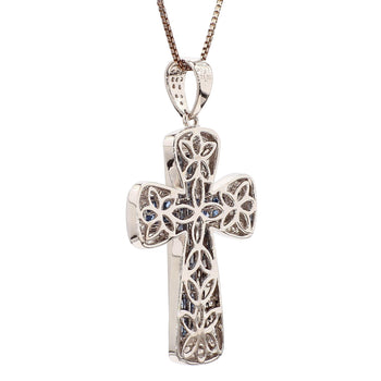 1.2 Carat Sapphire and Diamond Pave Cluster Cross Pendant White Gold Necklace – Assay Jewelers