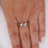 1.21 Carat Ruby Sapphire Emerald Diamond 18K Gold Multi Gem Cluster Dome Ring