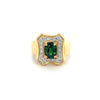 Bague rectangulaire halo avec tsavorite ovale de 1,25 carat et diamants ronds