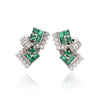 1.30 Carat Emerald & Diamond in 14K White Gold Retro Style Stud Earrings
