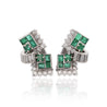 1.30 Carat Emerald & Diamond in 14K White Gold Retro Style Stud Earrings