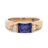 1.50 Carat Radiant Cut Tanzanite & Diamond Accents 14K Yellow Gold Bar Set Ring