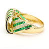 1.55 Carat Emerald & Diamond in 18K Gold Bow Dome Design Band Ring