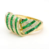 1.55 Carat Emerald & Diamond in 18K Gold Bow Dome Design Band Ring