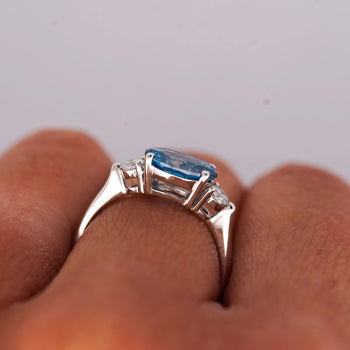 1.59 Carat Oval Cut Blue Lab Diamond 14K White Gold Engagement Ring – Assay Jewelers