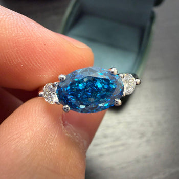1.59 Carat Oval Cut Blue Lab Diamond 14K White Gold Engagement Ring – Assay Jewelers