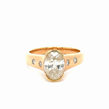 1.70 Carat J/I1 Oval Diamond and Floating Diamond Shank Engagement Ring – Assay Jewelers