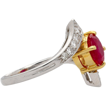 1.8 Carat Round Ruby Diamond Platinum and 18K Gold Bypass Ring – Assay Jewelers