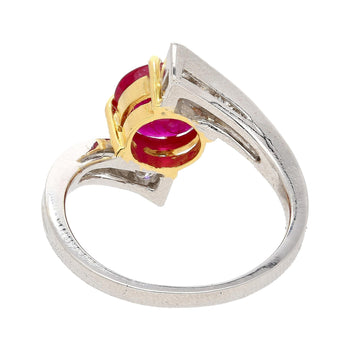 1.8 Carat Round Ruby Diamond Platinum and 18K Gold Bypass Ring – Assay Jewelers