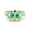 1.80 Carat Oval Emerald 3 Stone Ring in 14K Gold