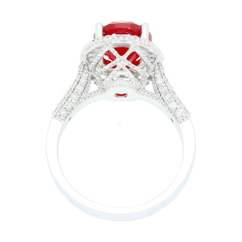 1.98 Carat Oval Opal & Diamond Halo Pave 14K White Gold Filigree Ring – Assay Jewelers