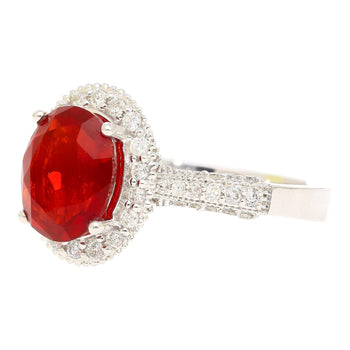 1.98 Carat Oval Opal & Diamond Halo Pave 14K White Gold Filigree Ring – Assay Jewelers