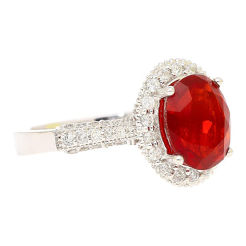 1.98 Carat Oval Opal & Diamond Halo Pave 14K White Gold Filigree Ring – Assay Jewelers