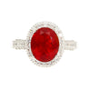 1.98 Carat Oval Opal & Diamond Halo Pave 14K White Gold Filigree Ring