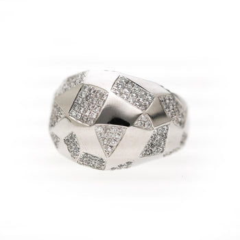 2 Carat Diamond Pave Geometric Bombé Dome 18k White Gold Ring – Assay Jewelers
