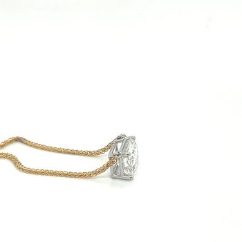 Collier flottant relié avec diamant de laboratoire taille émeraude 2 carats, serti bicolore en or jaune et blanc 18K – Assay Jewelers