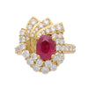 2 Carat Oval Burma Ruby & Diamond Halo Set in 18K Yellow Gold Statement Ring