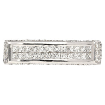 Ring sovrapposto con parte superiore curva, tempestato di diamanti taglio princess da 2 carati in 18K – Assay Jewelers