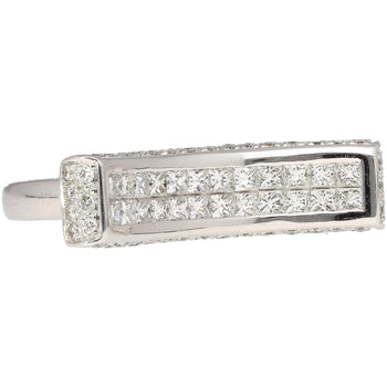 Ring sovrapposto con parte superiore curva, tempestato di diamanti taglio princess da 2 carati in 18K – Assay Jewelers