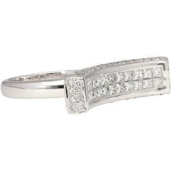 Ring sovrapposto con parte superiore curva, tempestato di diamanti taglio princess da 2 carati in 18K – Assay Jewelers