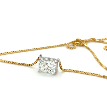 Collana solitaire floating con diamante lab taglio radiant da 2 carati – Assay Jewelers