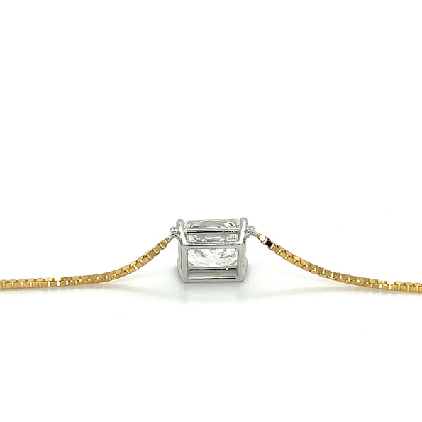 Collier solitaire flottant en diamant de laboratoire taille radiant 2 carats