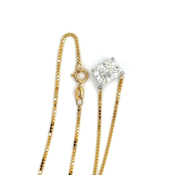 Collana solitaire floating con diamante lab taglio radiant da 2 carati – Assay Jewelers