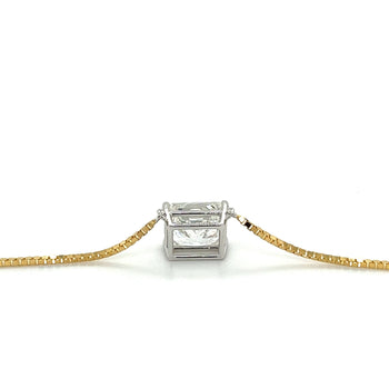 Collana solitaire floating con diamante lab taglio radiant da 2 carati – Assay Jewelers