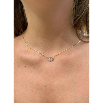 Collana solitaire floating con diamante lab taglio radiant da 2 carati – Assay Jewelers