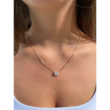 Collana solitaire floating con diamante lab taglio radiant da 2 carati – Assay Jewelers
