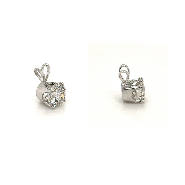 Pendentif solitaire avec diamant rond de laboratoire de 2 carats en or blanc 14K
