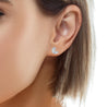 2 Stone Marquise and Pear Cut Lab Diamond Stud Earrings