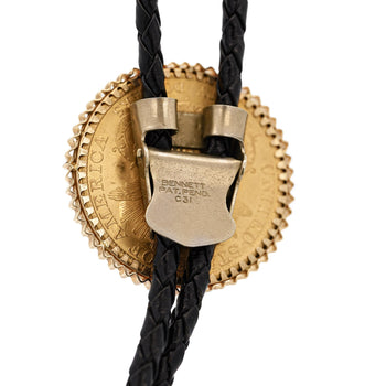 20 Dollar Lady Liberty 24k Gold Coin Alaskan Bolo Tie with Gold Nugget Tips – Assay Jewelers