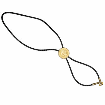 20 Dollar Lady Liberty 24k Gold Coin Alaskan Bolo Tie with Gold Nugget Tips – Assay Jewelers