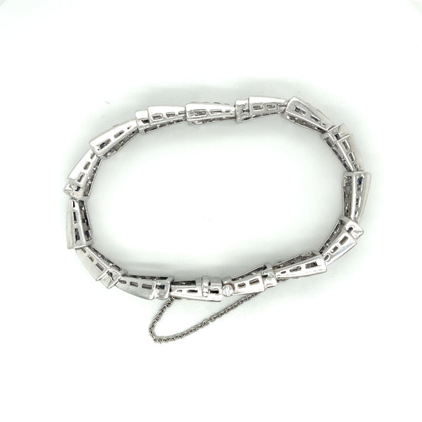 Bracelet Art déco en platine avec saphir bleu et diamants, 21 carats