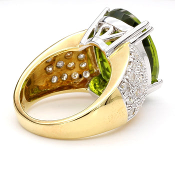 21.8 Carat Oval Green Peridot & Diamond 18K Gold Cocktail Ring – Assay Jewelers