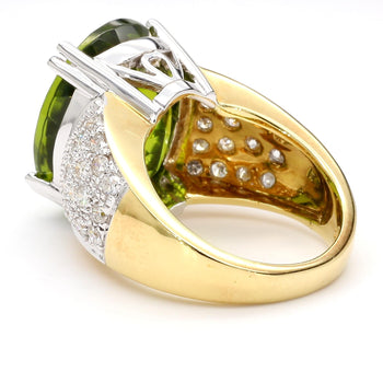 21.8 Carat Oval Green Peridot & Diamond 18K Gold Cocktail Ring – Assay Jewelers