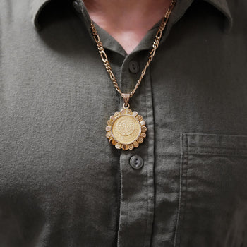 22K Gold Coin Mexican 20 Pesos 1959 Pendant in 14K Gold Figaro Chain Necklace – Assay Jewelers