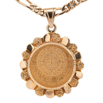 22K Gold Coin Mexican 20 Pesos 1959 Pendant in 14K Gold Figaro Chain Necklace – Assay Jewelers