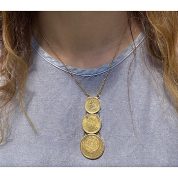 22k Gold USA Peso Coin Bezel Graduating Pendant Necklace - 20, 10, 5 Peso – Assay Jewelers