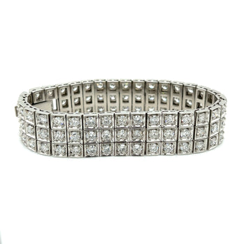 23.5 Carat Natural Round Cut Diamond 3 Row Box Set Tennis Bracelet – Assay Jewelers