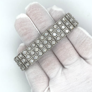 23.5 Carat Natural Round Cut Diamond 3 Row Box Set Tennis Bracelet – Assay Jewelers