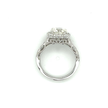 2.16 Carat Natural Round Diamond Ring & Diamond Halo with Diamond Side Stones – Assay Jewelers