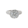 Bague en diamant rond naturel de 2,16 carats & Halo de diamant avec pierres latérales en diamant