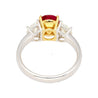 2.19 Carat No Heat Burma Ruby & Trapezoid Diamond 3 Stone Ring