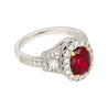 2.20 carat Vivid Red Oval Cut Ruby & Diamond Retro Regal Style Vintage Ring