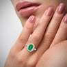 2.22 Carat Emerald Cut Natural 10MM Emerald & Baguette Diamond Ring