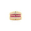 2,28 Karat quadratischer Rubin & Diamant Channel-Setting 18K Gold Multi-Row Ring