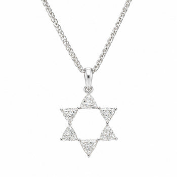 Diamond Star of David Pendant 18K White Gold Necklace – Assay Jewelers