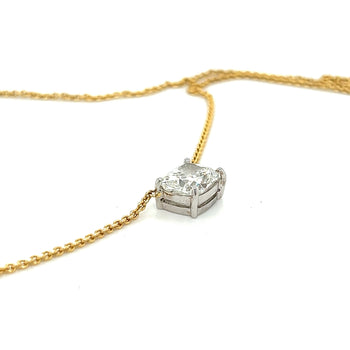 Collana con diamante lab grown da 2,5 carati taglio Cushion, flottante e collegata, in oro 14K – Assay Jewelers